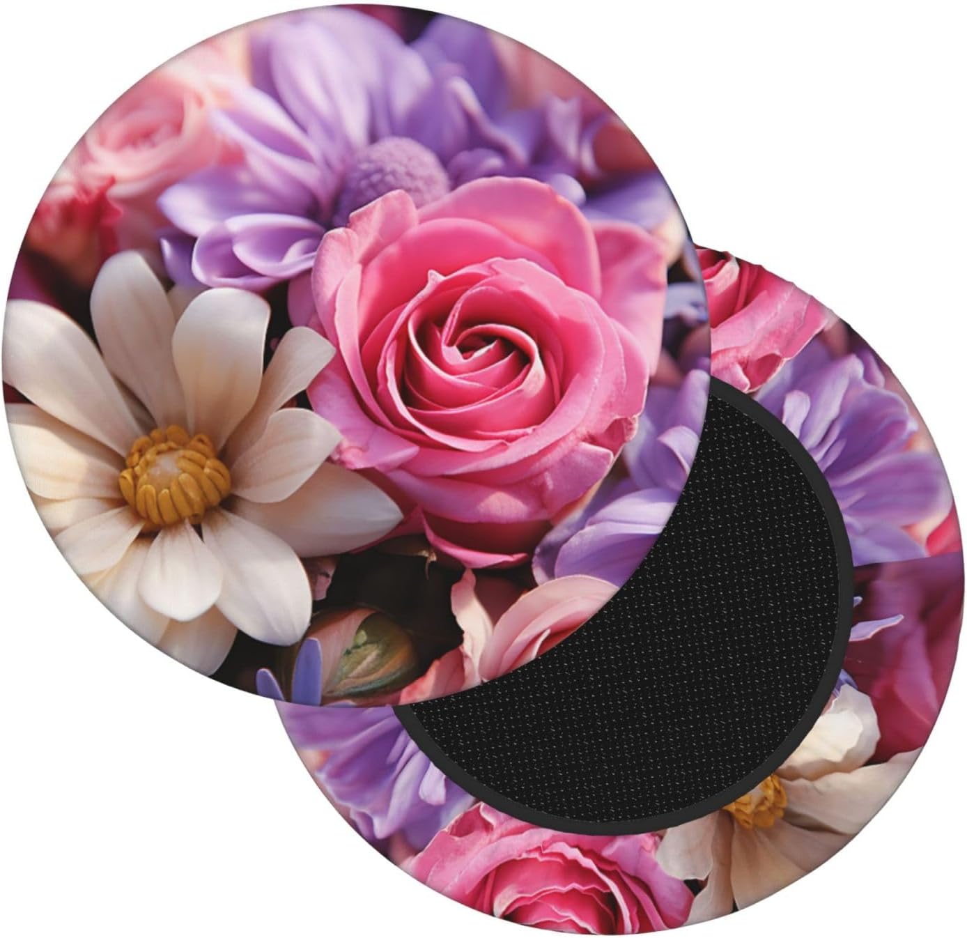Bar Stool Cover Round Elastic Stool Cushion Covers Purple Flowers Bar Chair Cover Washable Stool Cushion Slipcover Stretch Stool Seat Covers for 12-14 Inch Chair