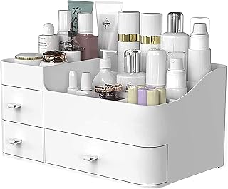 Makeup Organizer with Drawers,Large Capacity Countertop Organizer for Vanity,Bathroom and Bedroom Desk Cosmetics Organizer for Skin Care,Brushes, Eyeshadow, Lotions, Lipstick, Nail Polish