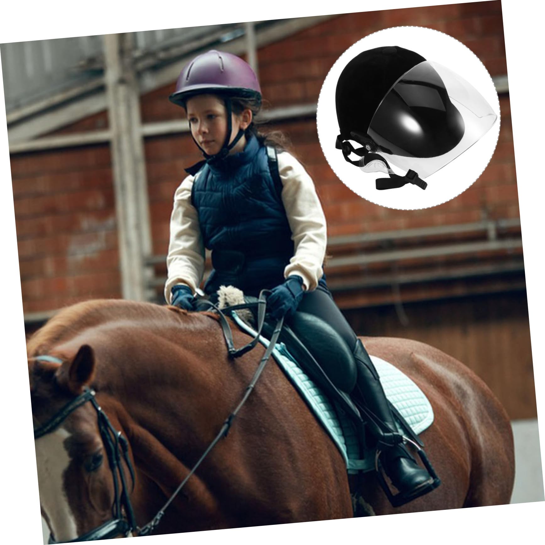 Negro Casco de Montar Abs para Niños para Equitación Infantil