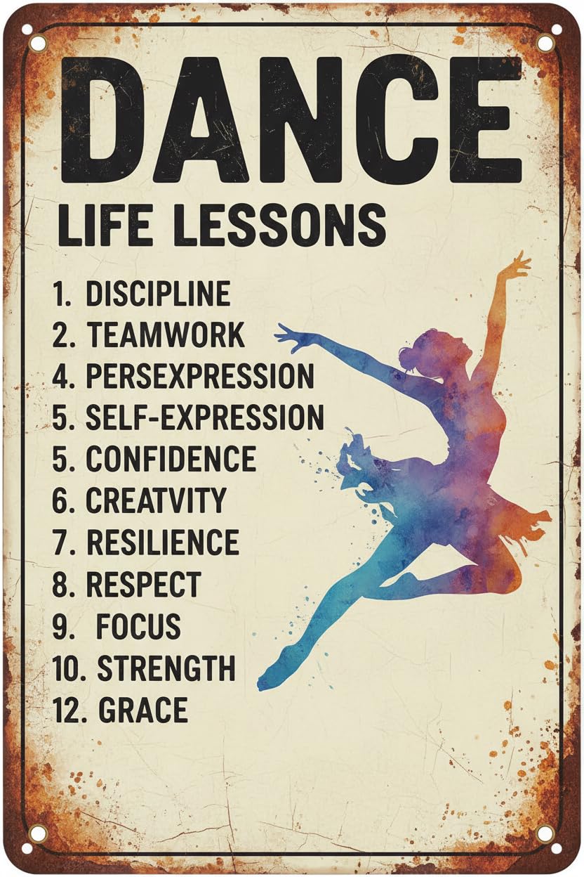 Inspirational Dance Life Lessons Tin Sign, 8x12 Inch