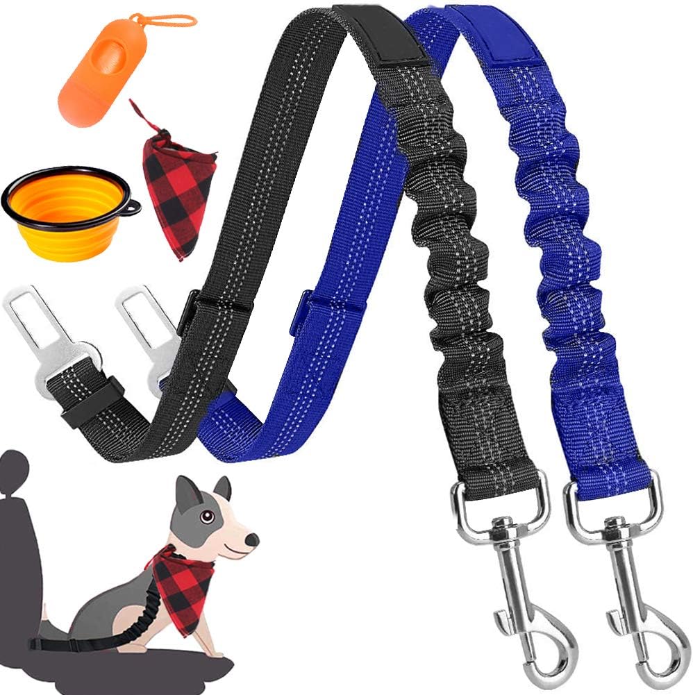 BalaBOPEN Dog Seat Belt, Retractable Dog Car Seatbelts Adjustable Heavy Duty & Elastic Reflective Vehicle Pet Car Seat Belts Dog Safety…