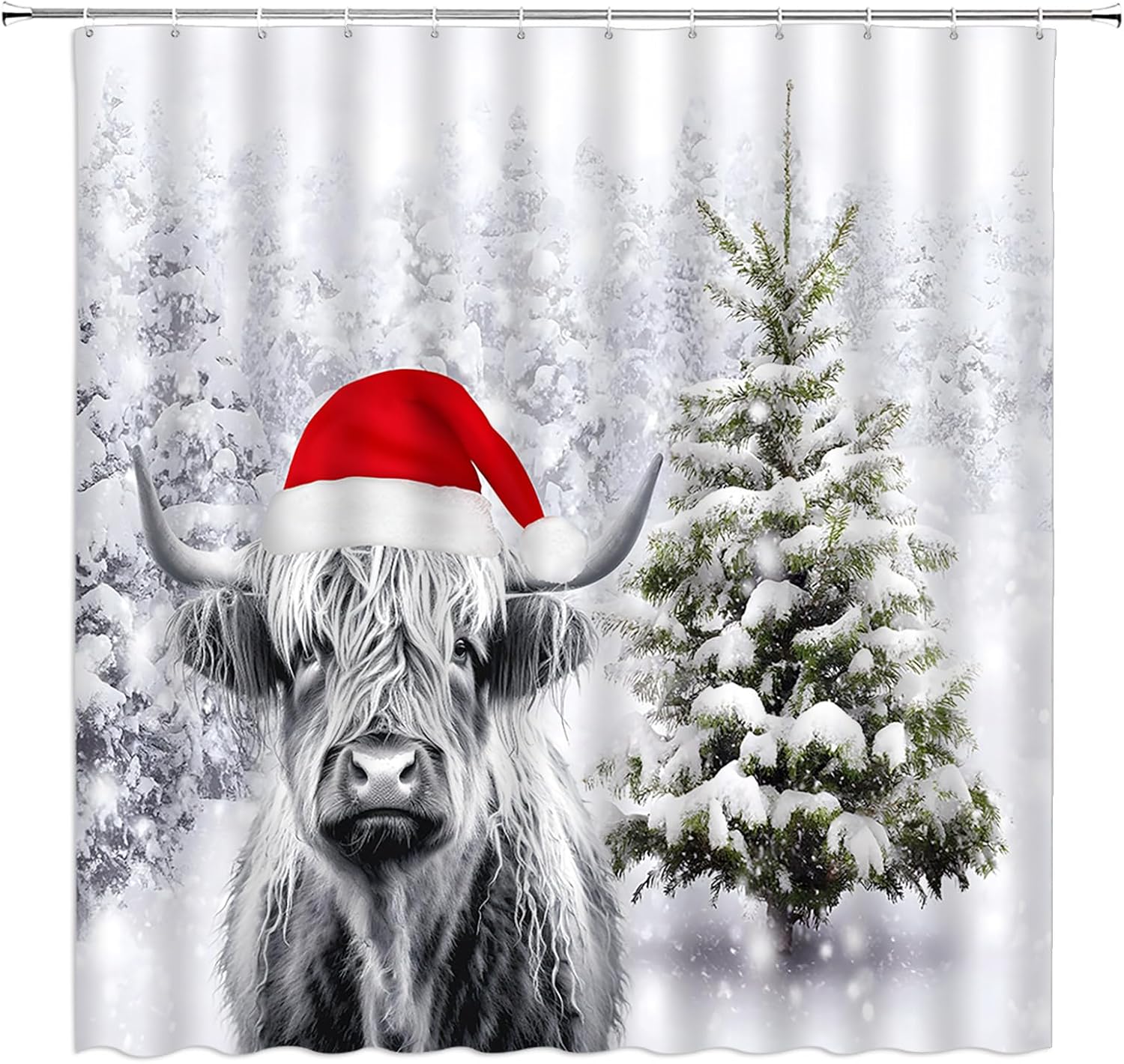 GCTNBJL Christmas Ball Shower Curtain Pink Silver Gray Xmas Ball Snowflake Fantasy Winter Holiday Festival Extra Long Bathroom Home Curtain with Hooks,70" Wx78 H