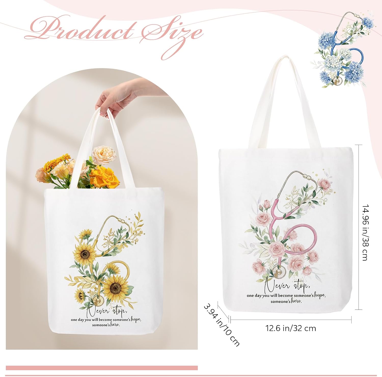 Sieral 10 Pcs 2026 Graduation Gifts Bulk Tote Bag Inspirational Gift Canvas Bag for CNA Week Women Teacher Graduation Gift(Nurses and Doctors Appreciation)
