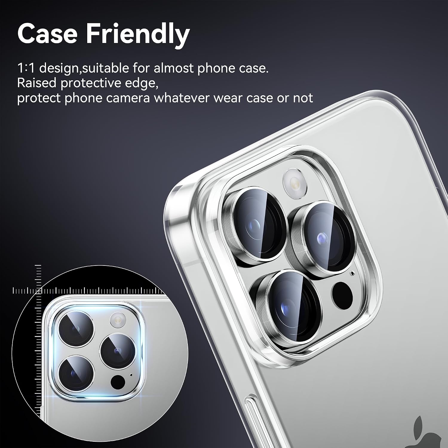 WSKEN for iPhone 15 Pro/iPhone 15 Pro Max Camera Lens Protector,[Keep Original Shooting] Shatterproof 9H Tempered Glass Camera Screen Protector Metal Ring Cover Film Accessories,Silver Titanium
