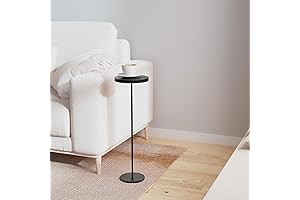 Round Drink Table, Modern Side Table, Black Weighted Base Pedestal Table Martini Table