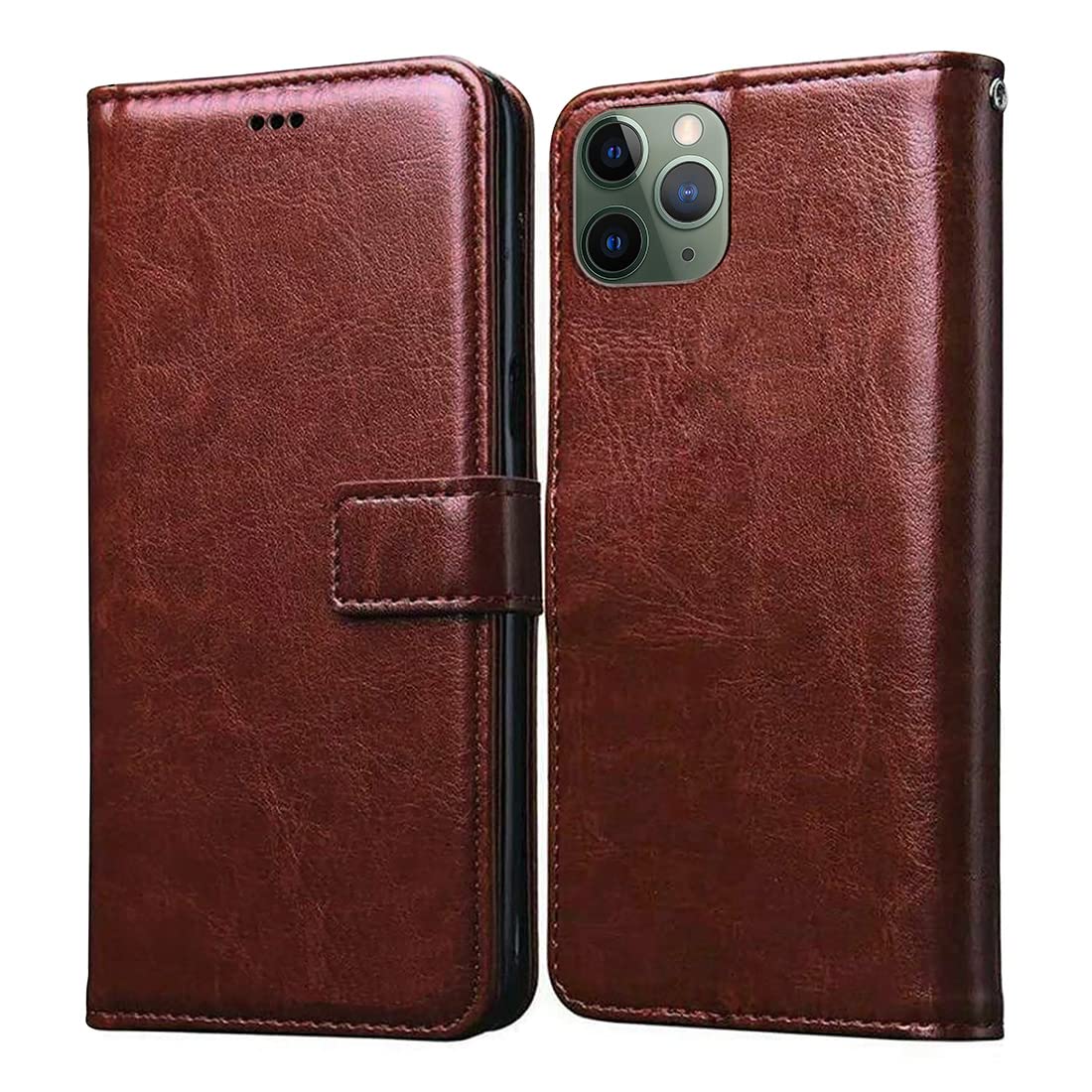 Casotec Flip Cover for Apple iPhone 11 Pro Max | Premium Leather Finish | Inbuilt Pockets & Stand | Flip Case for Apple iPhone 11 Pro Max (Brown) (B09S6NNRJV) Amazon Price History, Amazon Price Tracker
