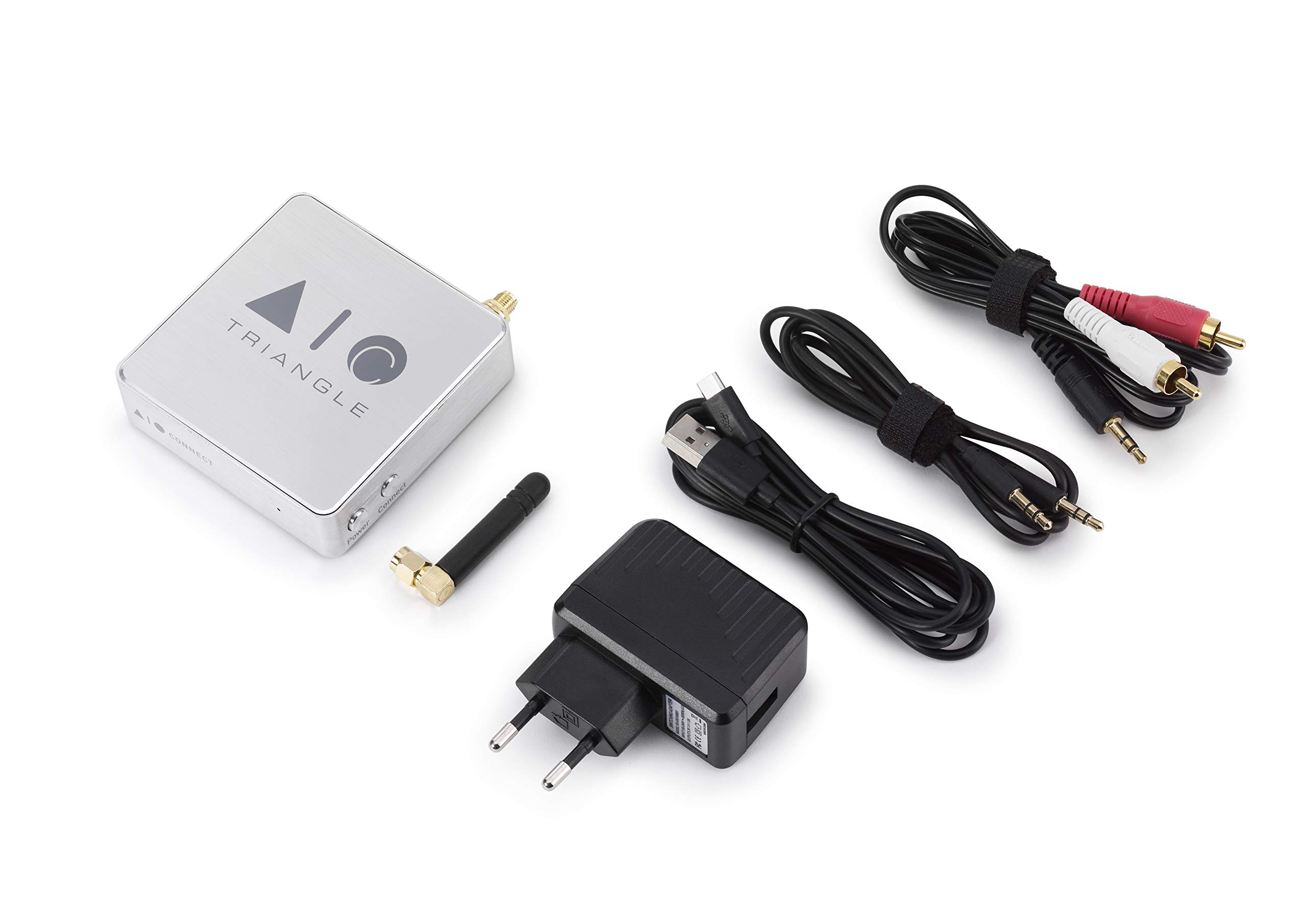 TRIANGLE - AIO C Netzwerkplayer - Wi-Fi & Multiroom Streamer - Optischer Eingang (TV) und 3,5 Klinke - 105 x 175 x 55 mm - Silber