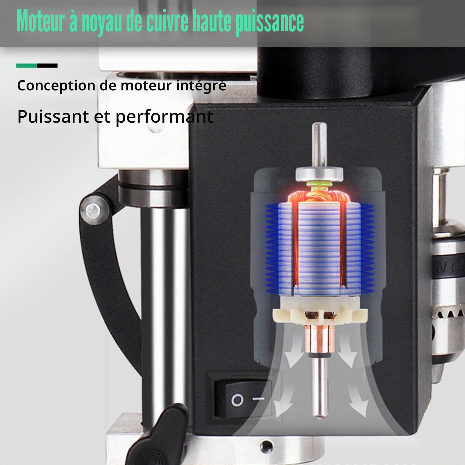 Perceuse à colonne 250 W Mini perceuse d'établi 7 vitesses réglables Mandrin 0,3-4 mm 50 mm Hauteur réglable Métal, bois, acrylique, aluminium