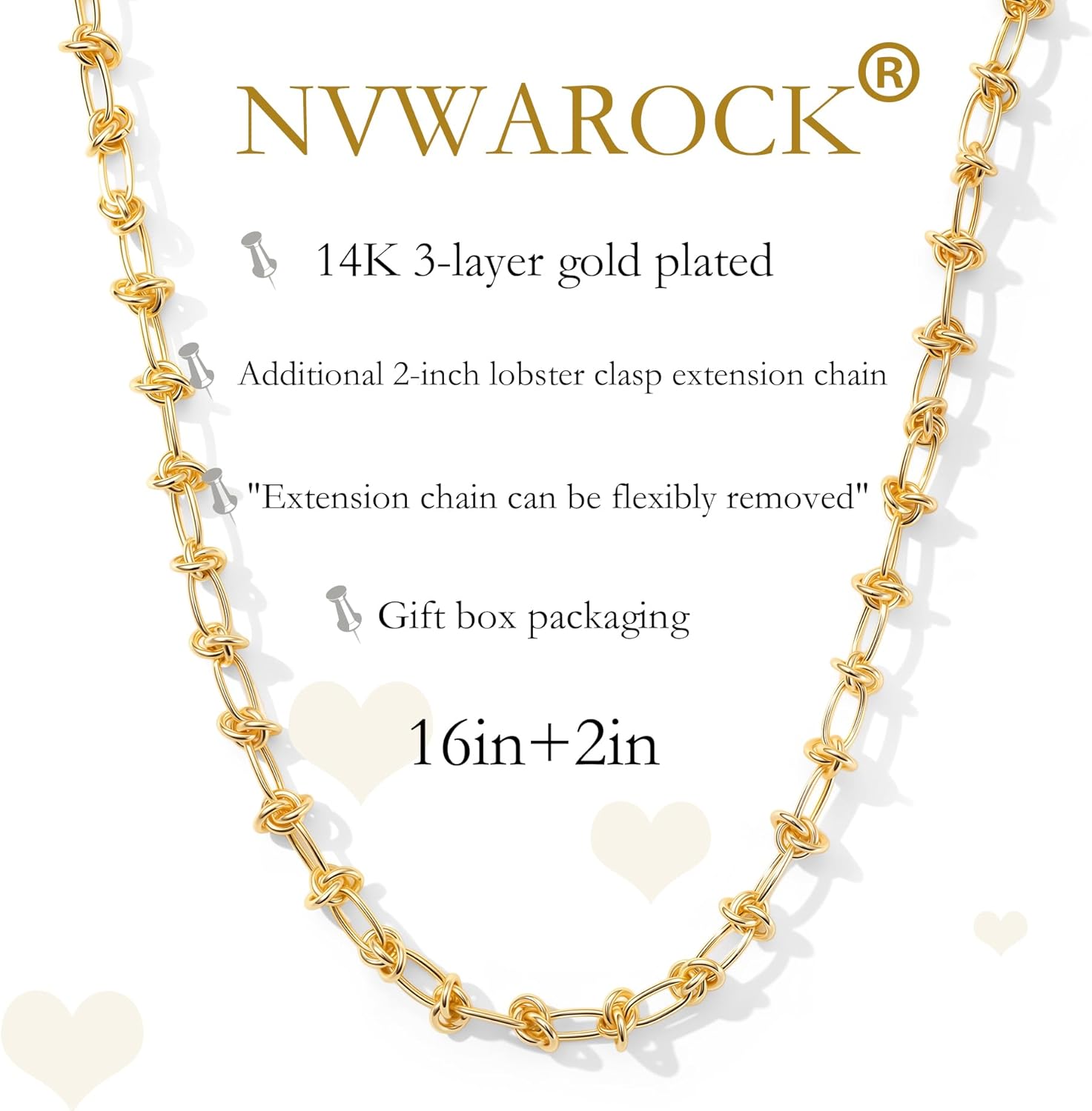 Gold Chunky Necklace for Women 14K Gold Plated Link Choker Adjustable Chain Choker Necklace Trendy Hip-Hop Non Tarnish Jewelry Gift - Image 3