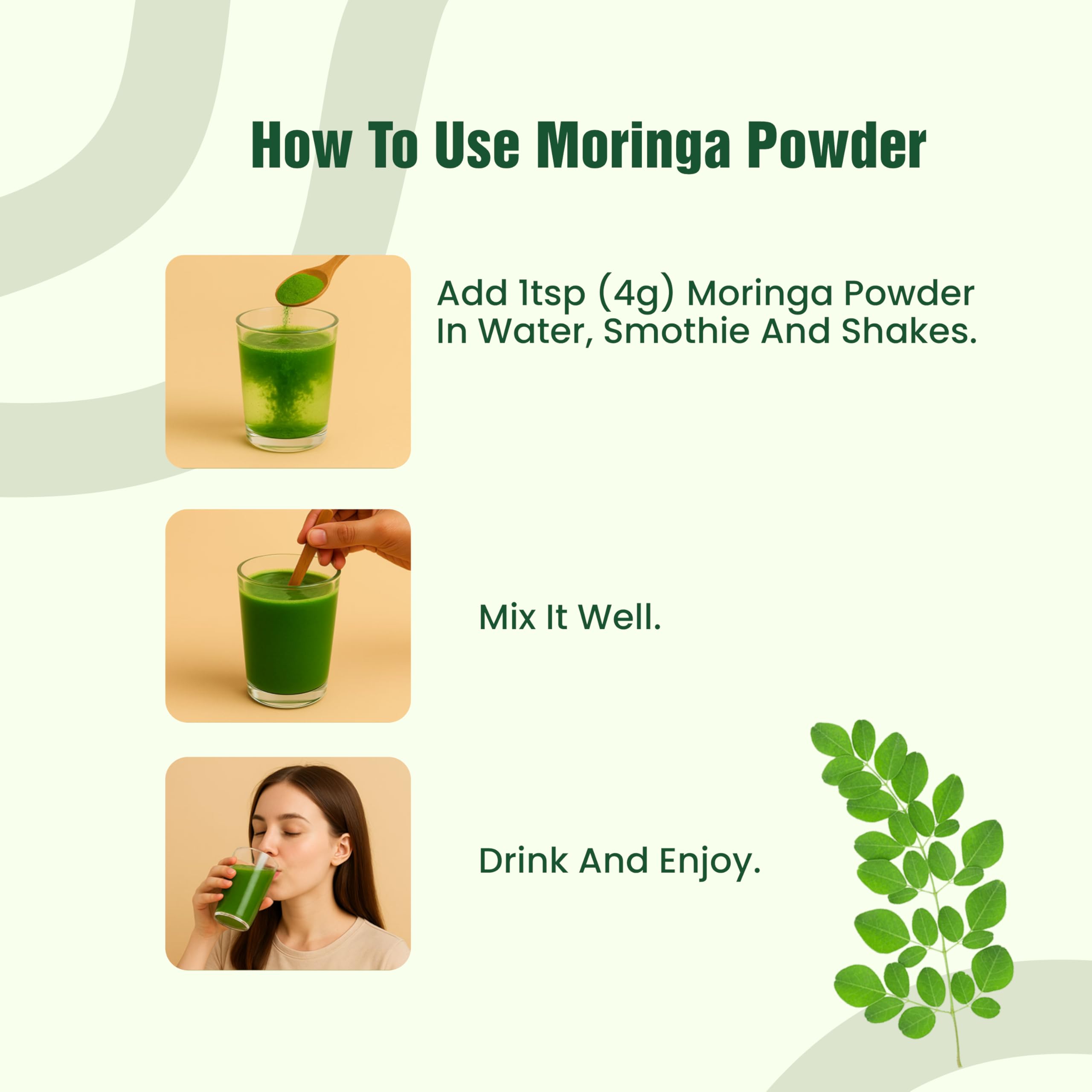 Growfitz 100% Organic Moringa Powder 200g | Healthy Superfood For Weight Loss, Naturally Boost Energy Levels, Multivitamins, Digestion, Stamina, Skincare | Rich in Nutrients (Pack of 1) — Amazon image 8