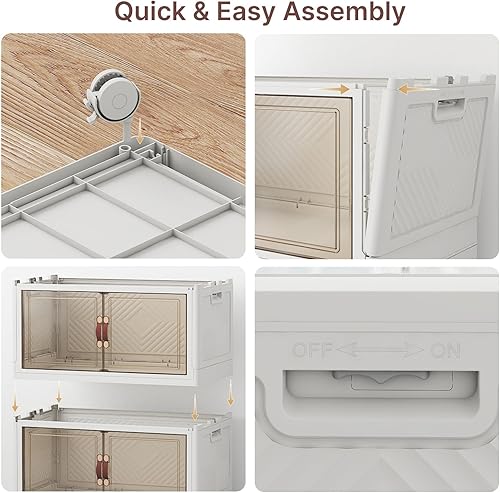 Miniatura 7 de Contenedores de almacenamiento apilables de 640 cuartos de galón con tapas, paquete de 4 contenedores grandes plegables con ruedas, armario de