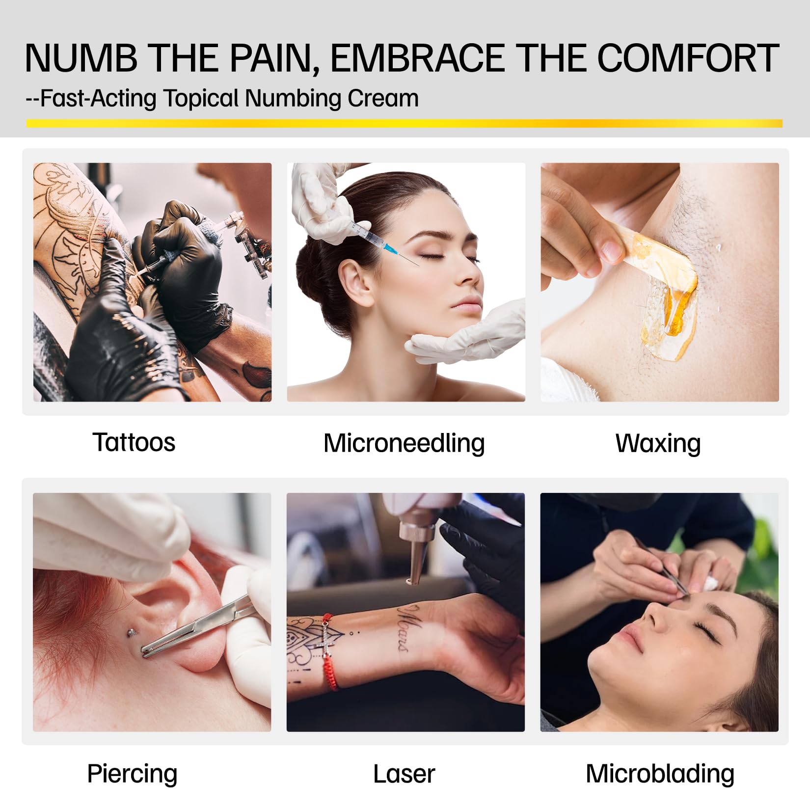 Morovan Tattoo Numbing Cream: 50g/1.7oz 6 Hours Painless Tattoo Numbing Cream for Tattoos Piercing Waxing — view 2