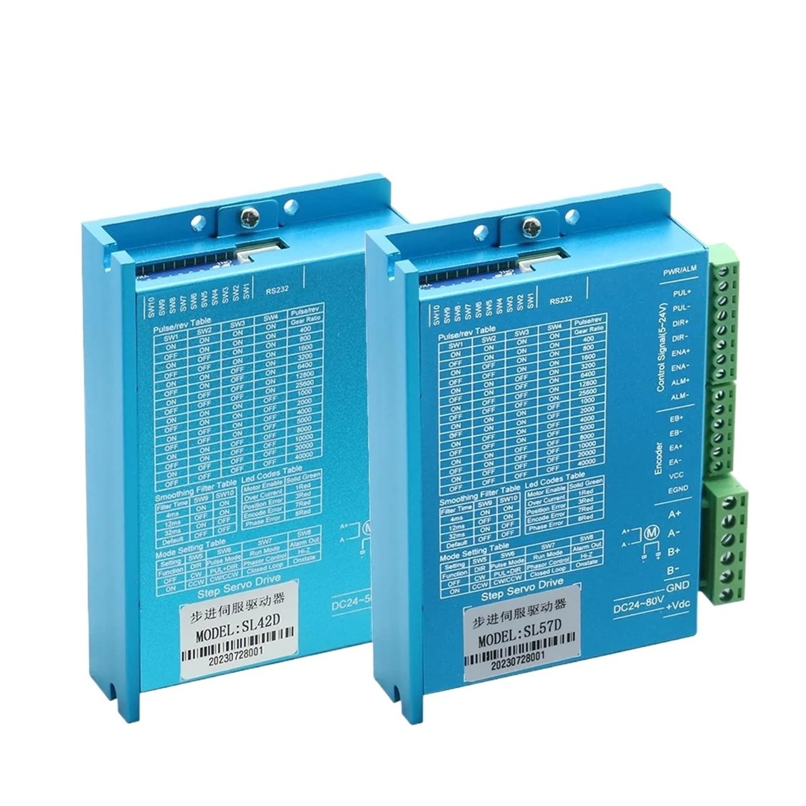 HHB18I SL42D SL57D 6A DC24V 50V Digital Step-servo Driver For CNC Engraver Nema23 Nema24 Closed Loop Stepper Motor With Encoder(SL57D)