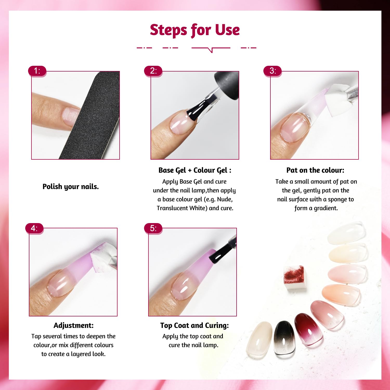 JODSONE 9 couleurs Pat Painting Gradient Blush Effect Gel vernis à ongles Set Painting Nail Art Design Gel pour salon de manucure