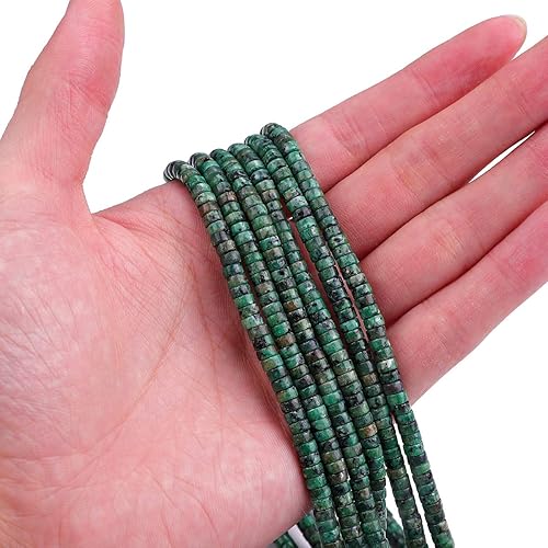 Miniatura 332 de Cuentas espaciadoras de jaspe marrón natural, cuentas sueltas de disco Rondelle, cuentas sueltas para hacer joyas, 0.157 in x 0.079 in, 15.0 in