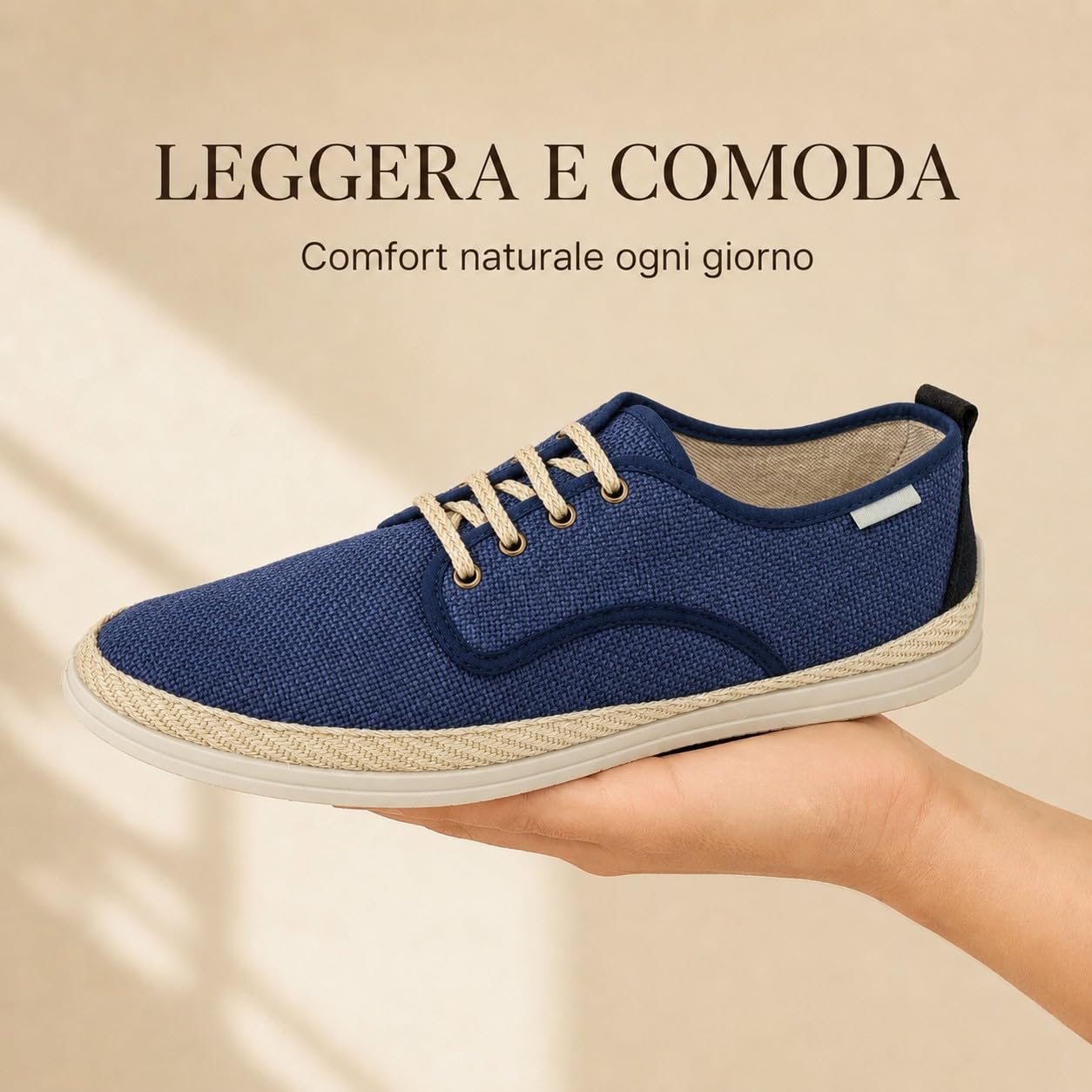 JOMIX Scarpe Uomo Estive in Tessuto con Lacci Espadrillas Basse da Uomo Traspiranti Sneakers Casual Leggere con Suola Gomma per Estate Vacanze Made in Spagna