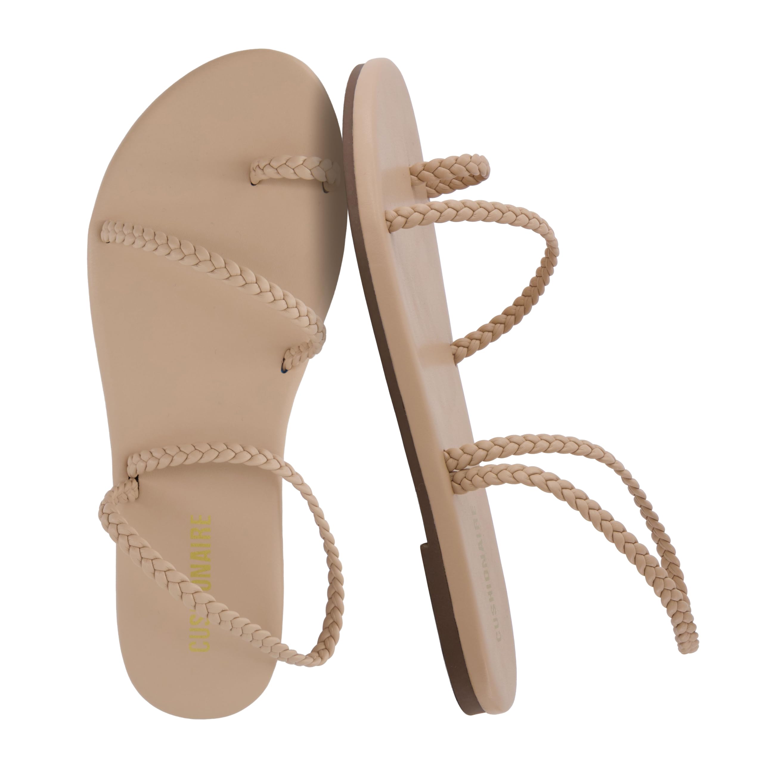 CUSHIONAIRE Chai Strappy Flip Flops for Women, Comfortable Casual Women Sandals with Memory Foam