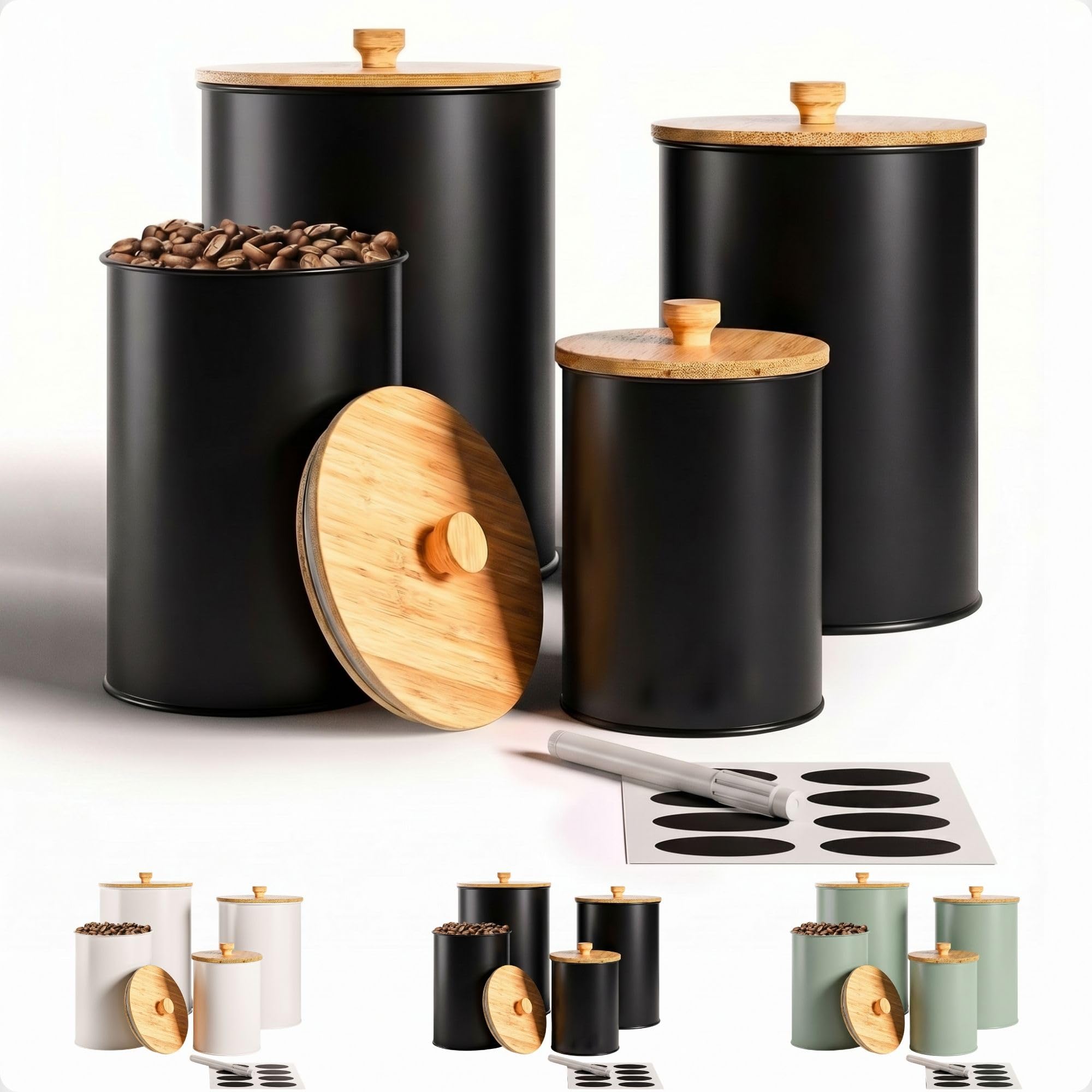 Amazon.com: Kitchen Canisters for Countertop Set of 4 w