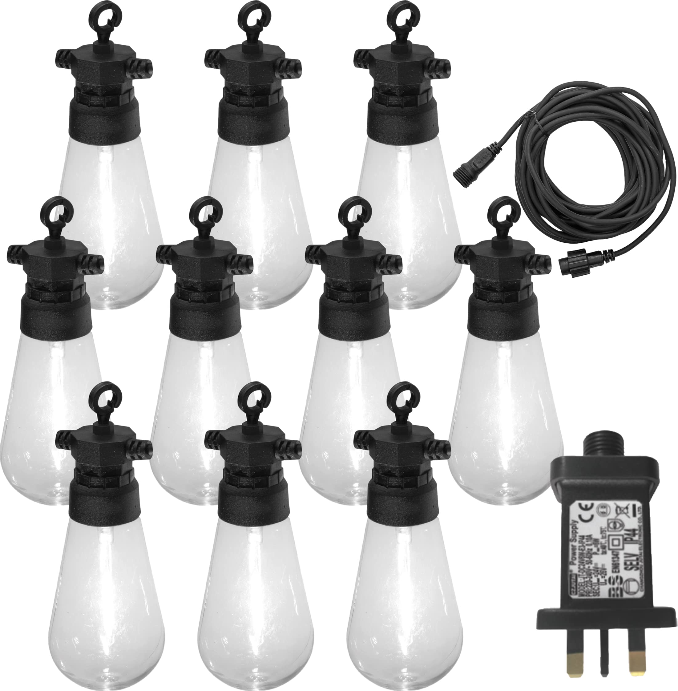 Johnny Brook White Luxform Lighting Hawaii 24V 10 Pack Festoon Party Lights With Warm Bulbs