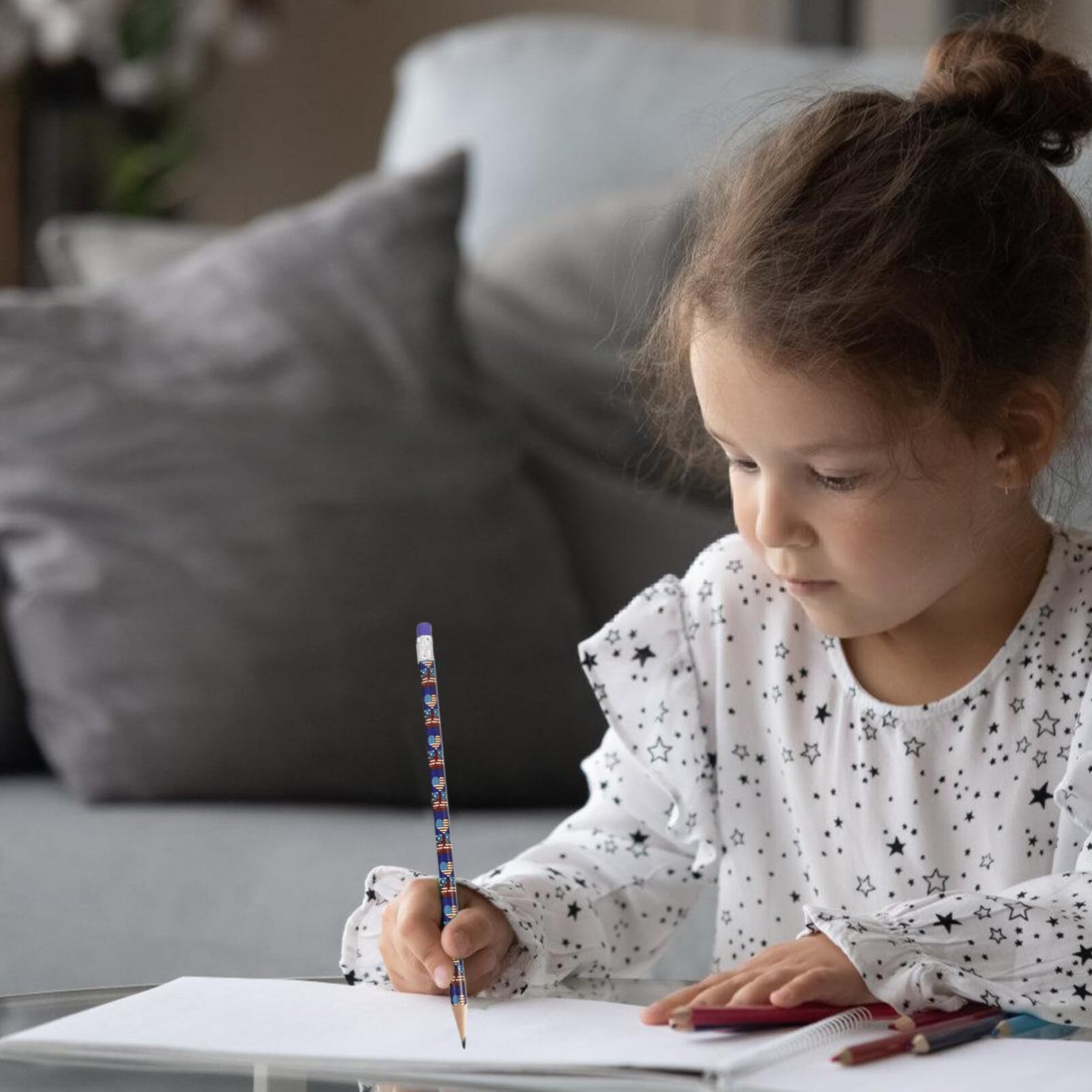 Matite Bandiera Americana - 48 Pezzi In Legno Per Scuola, Ufficio E Feste Patriottiche, Design Ergonomico - Foto 8