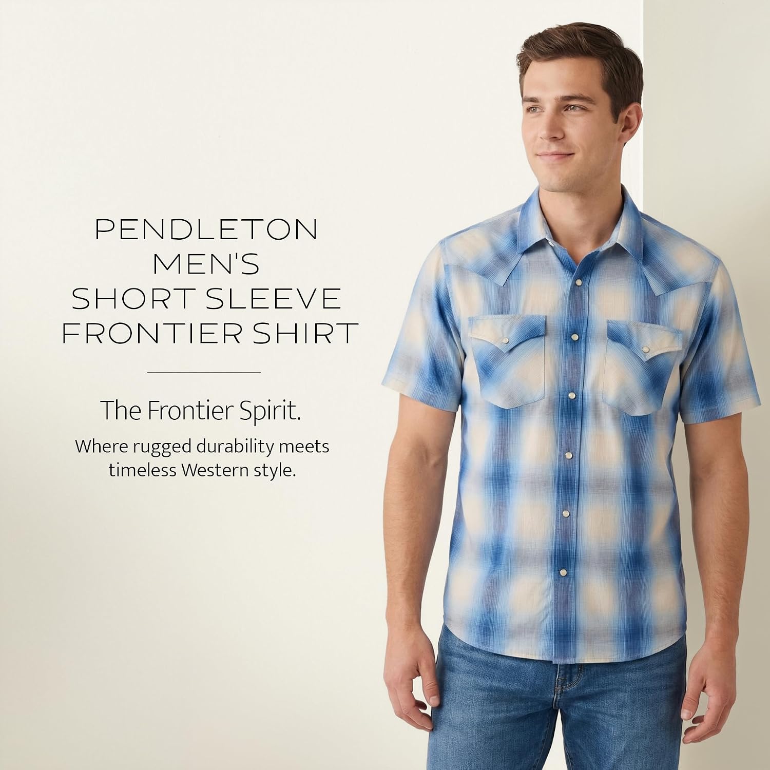 Pendleton Men's Short Sleeve Frontier Shirt, Cotton Polyester Short Sleeve, Machine Washable