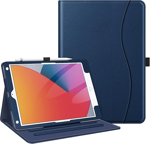 FINTIE Case for iPad 9th / 8th / 7th Generation (2021/2020/2019) 10.2 Inch - [Corner Protection] Multi-Angle Viewing Stand Cover with Pocket & Pencil Holder, Auto Wake Sleep, Navy