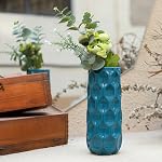 Bdor Vase en céramique, 11in Vase de fleurs en nid d'abeille bleu pour le décor de chambre, Accents maison de ferme moderne, Salon, Étagère de livre, Mantel et Minimalisme Table à manger