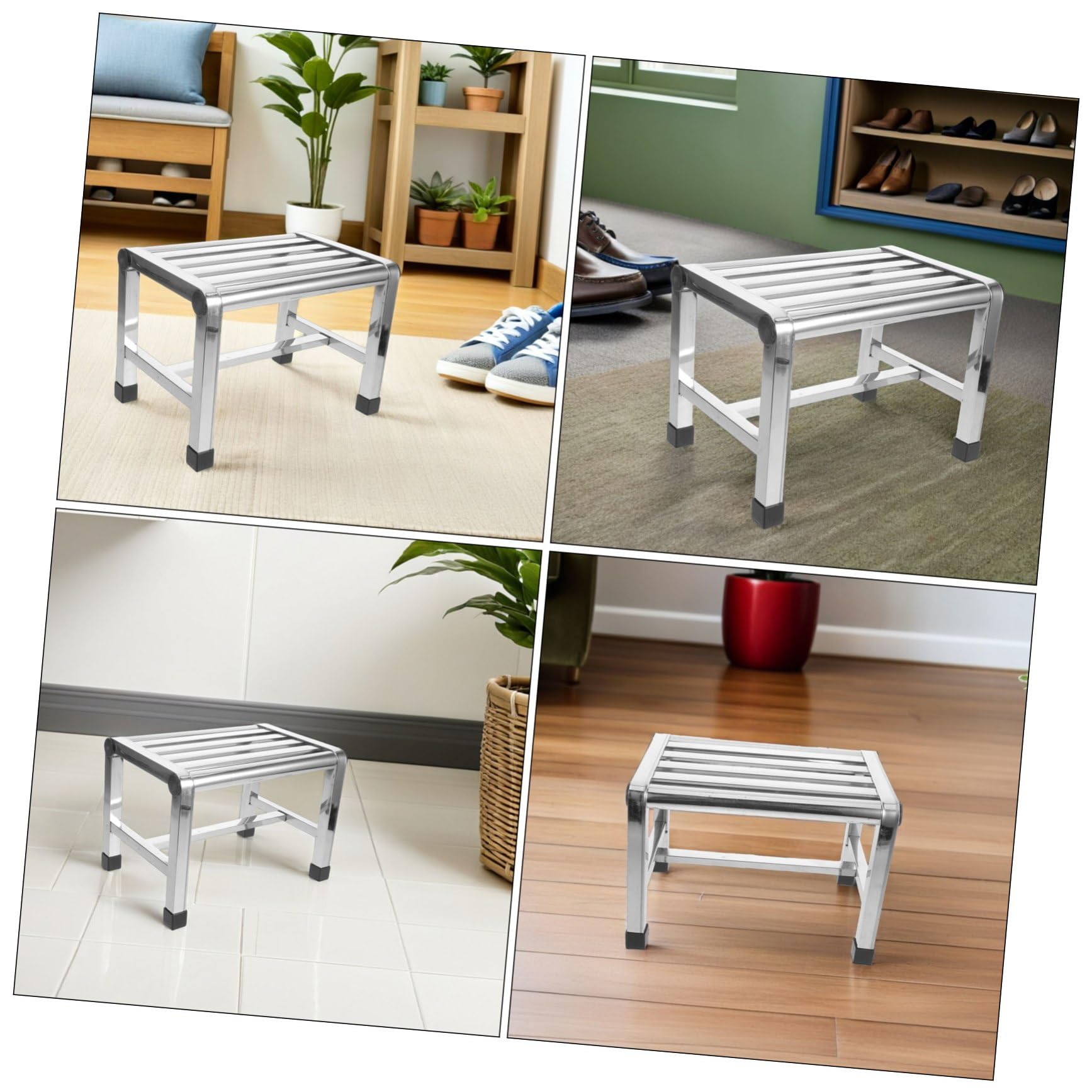Baluue Taburete de Ducha de Acero Inoxidable Antideslizante, Banco de Baño Ligero y Resistente para Personas Mayores, Adecuado para SPA y Habitaciones de Lavandería