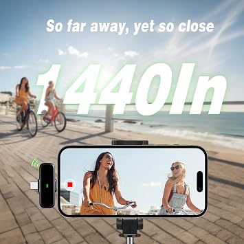 Wireless Lavalier Microphone for iPhone/Android - Dual Mini Noise Canceling Mic with Charging Case(30H), USB-C/Lightning Clip-on Microphone for Video Recording Streaming Podcast Vlogging(Black)