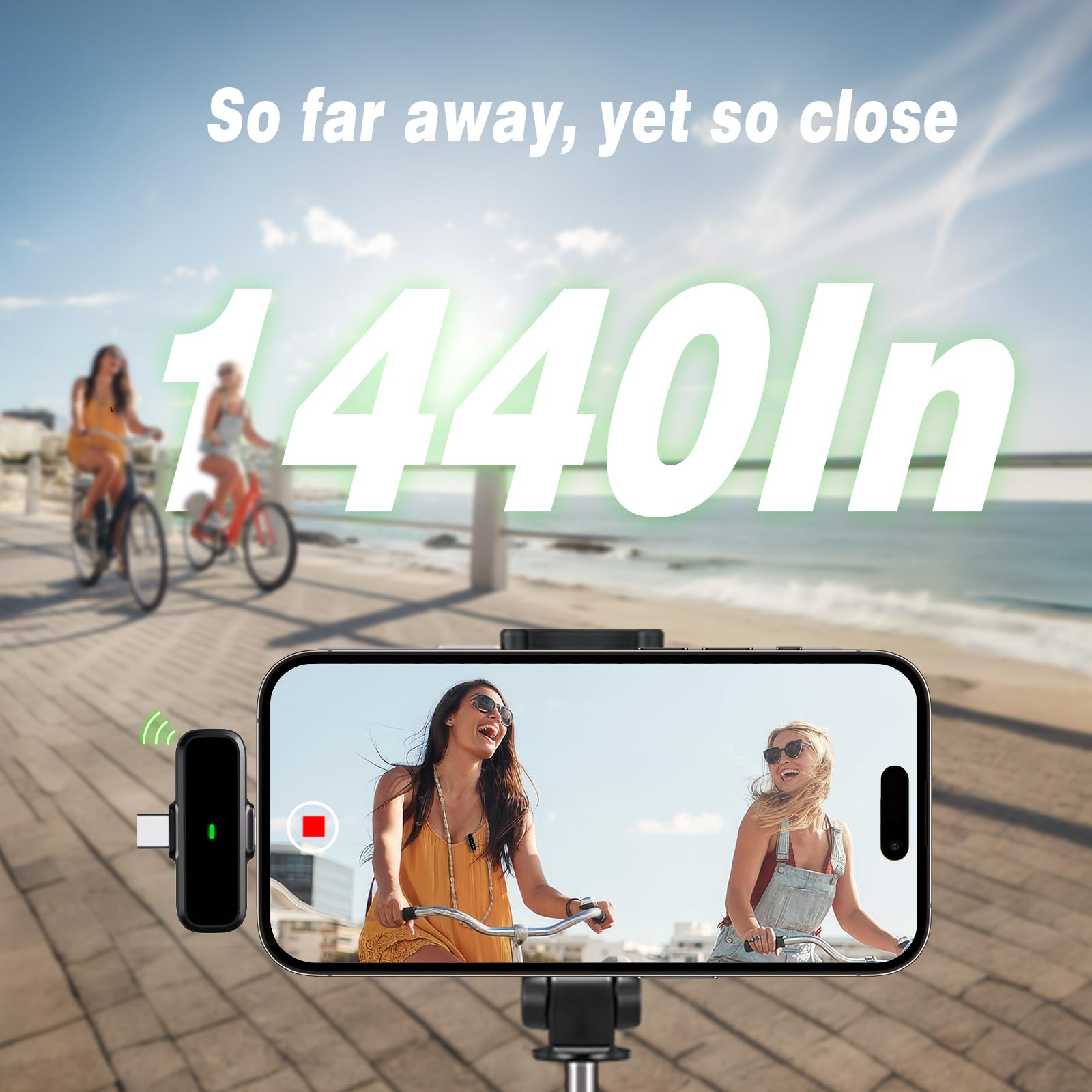 Microfono lavalier wireless per iPhone/Android, doppio mini microfono con cancellazione del rumore con custodia di ricarica (30H), USB-C/Lightning microfono a clip per registrazione video