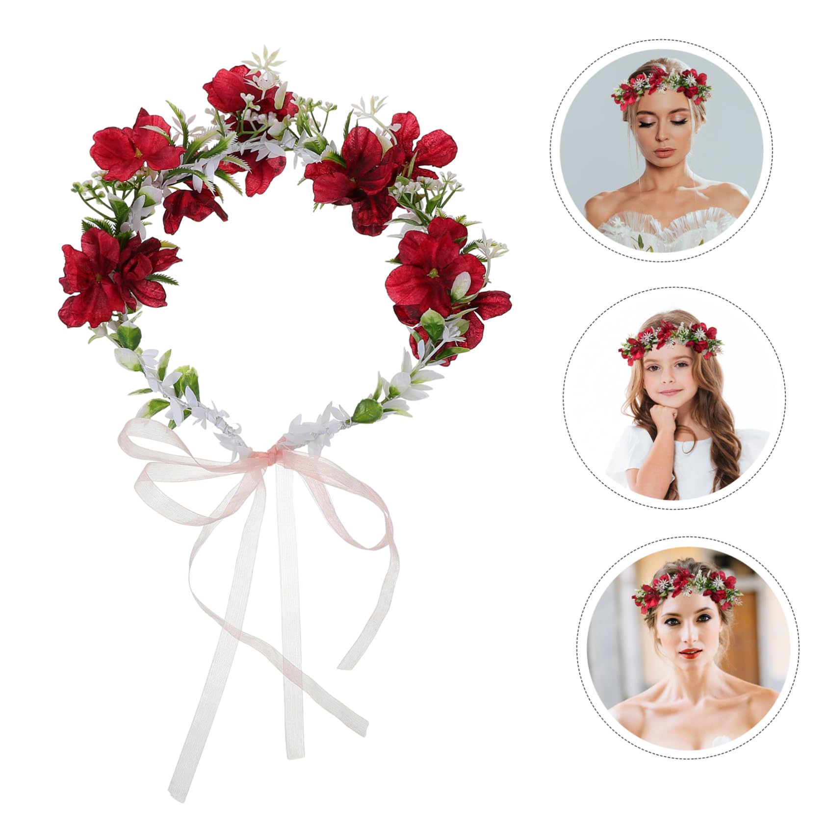 SOIMISS 5st Kranz Tiara Blumengirlande Haarschmuck Für Damen Haarband Blumenkranz-stirnband Blumenstirnband Künstliche Blumenkrone Haarschmuck Mit Blumen Stirnband Stoffblumen