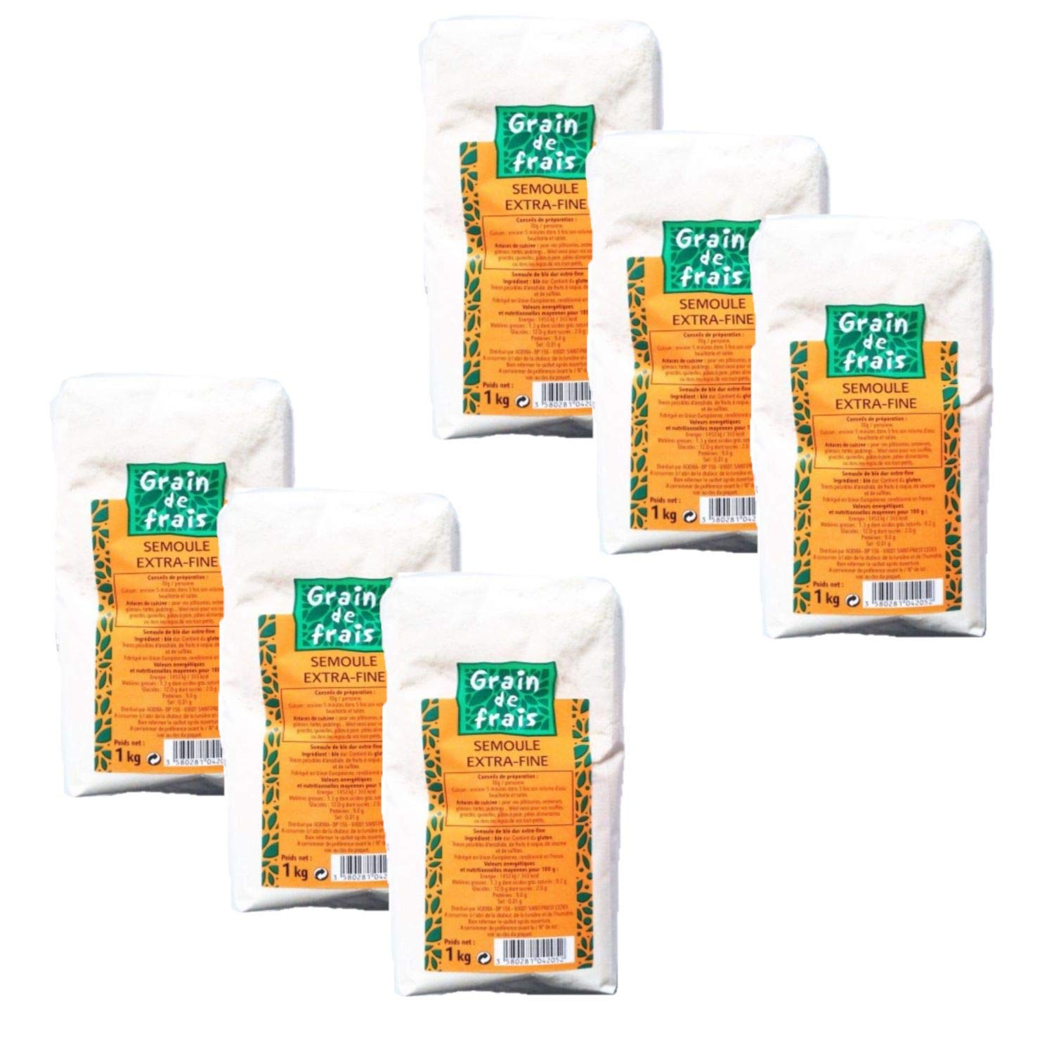 Grain de Frais Kasza manna, bardzo drobna, 1 kg, 6 sztuk