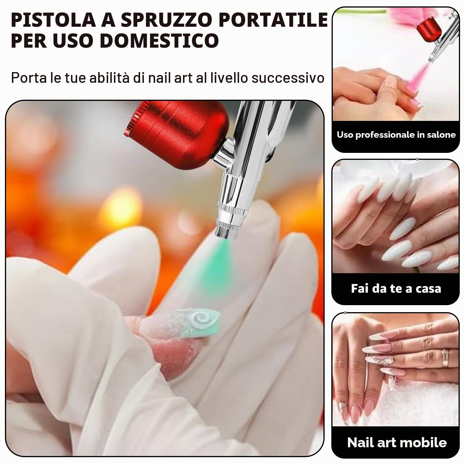 Kit Aerografo Multi Funzioni con Compressore: Kit Aerografo Senza Fili con Compressore d'aria, Spazzola ad Aria Ricaricabile per Nail Art, Decorazione di Torte, Modellazione di Tatuaggi (Nero)