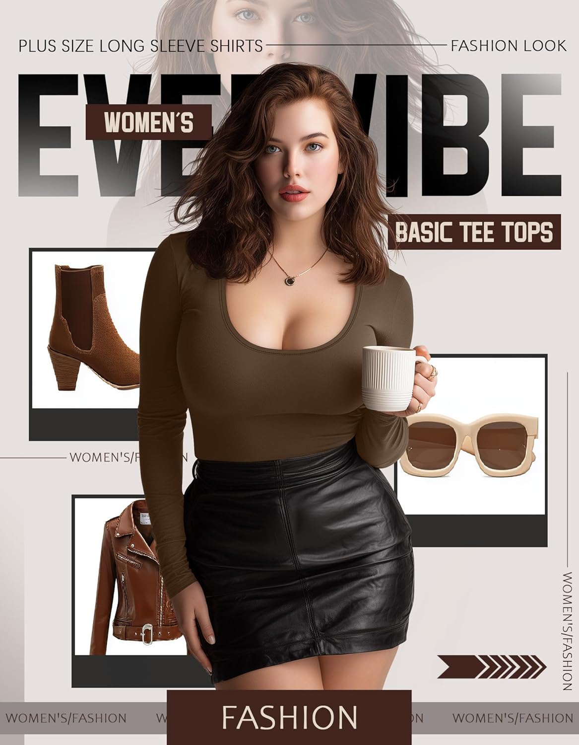 4 Pack Women's Plus Size Long Sleeve T-Shirts Scoop Neck Basic Tees Tops Casual Slim Fit Base Layer Undershirts - Image 6