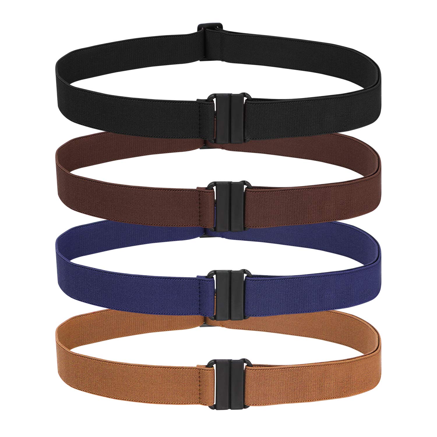 No Show Belt Women Stretch Belt Invisible Elastic Web Strap Belt with Flat Buckle for Jeans Pants Dresses by WERFORU