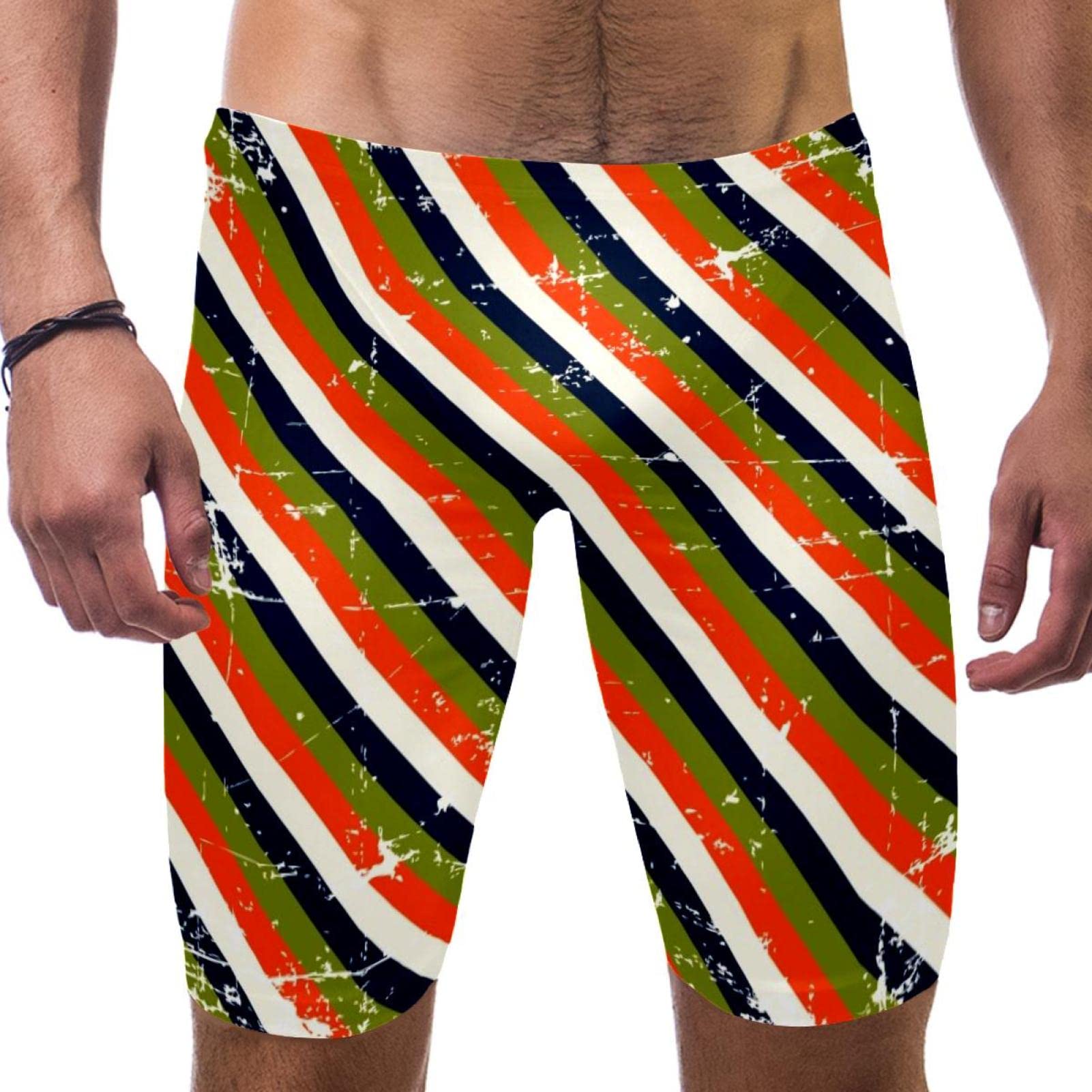 Traje de baño de rayas para hombre de natación HUI JIN SHOP estampado multicolor M 7