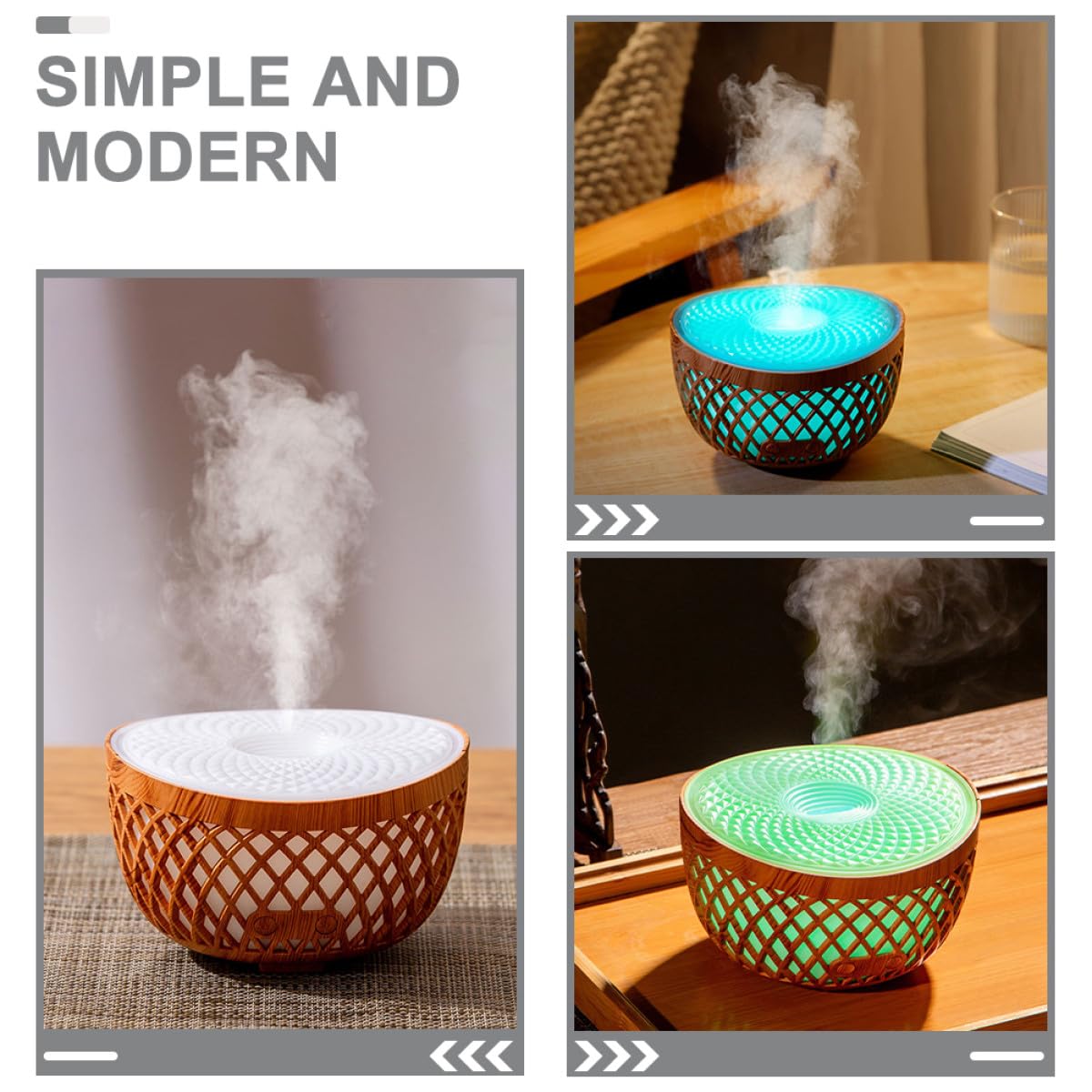 Difusor Inalámbrico de Aceite Perfumado Efecto de Madera Hueca, Humidificador Práctico de 320ml para Escritorio y Accesorio de Habitación Decorativo