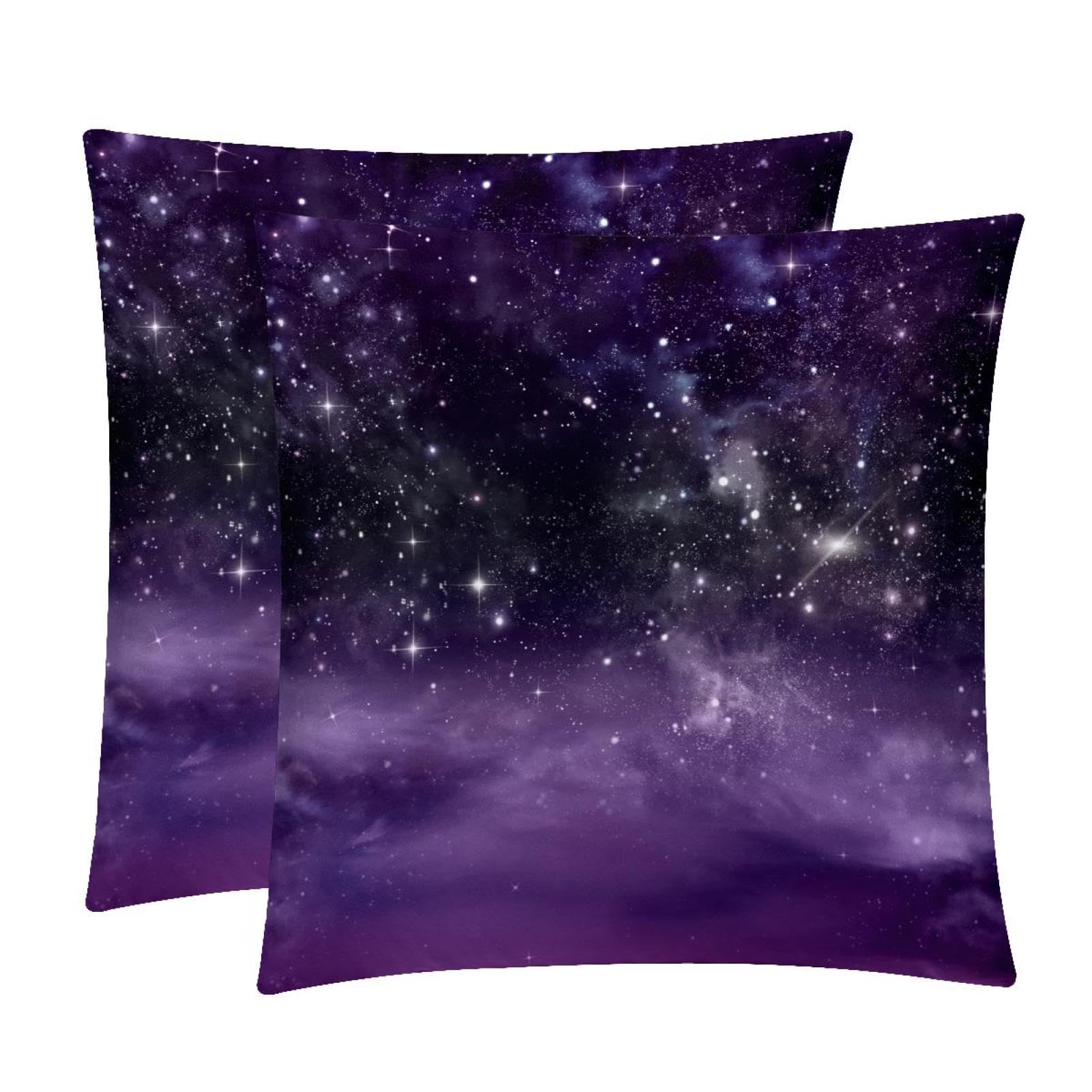 TDGKPZ Purple Galaxy Throw Pillow Covers 2 Pack Pillowcases Soft Cozy Pillow Cases For Couch Bed Sofa 50x50cm