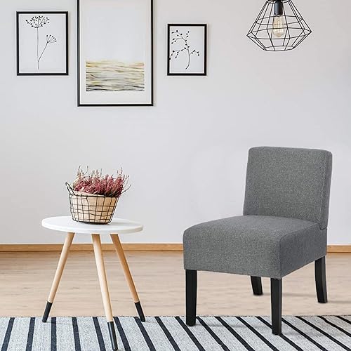 Miniatura 2 de Juego de 2 sillas decorativas Morden sin brazos, sillas de comedor tapizadas ocasionales para sala de estar con patas de madera y cojines de esponja