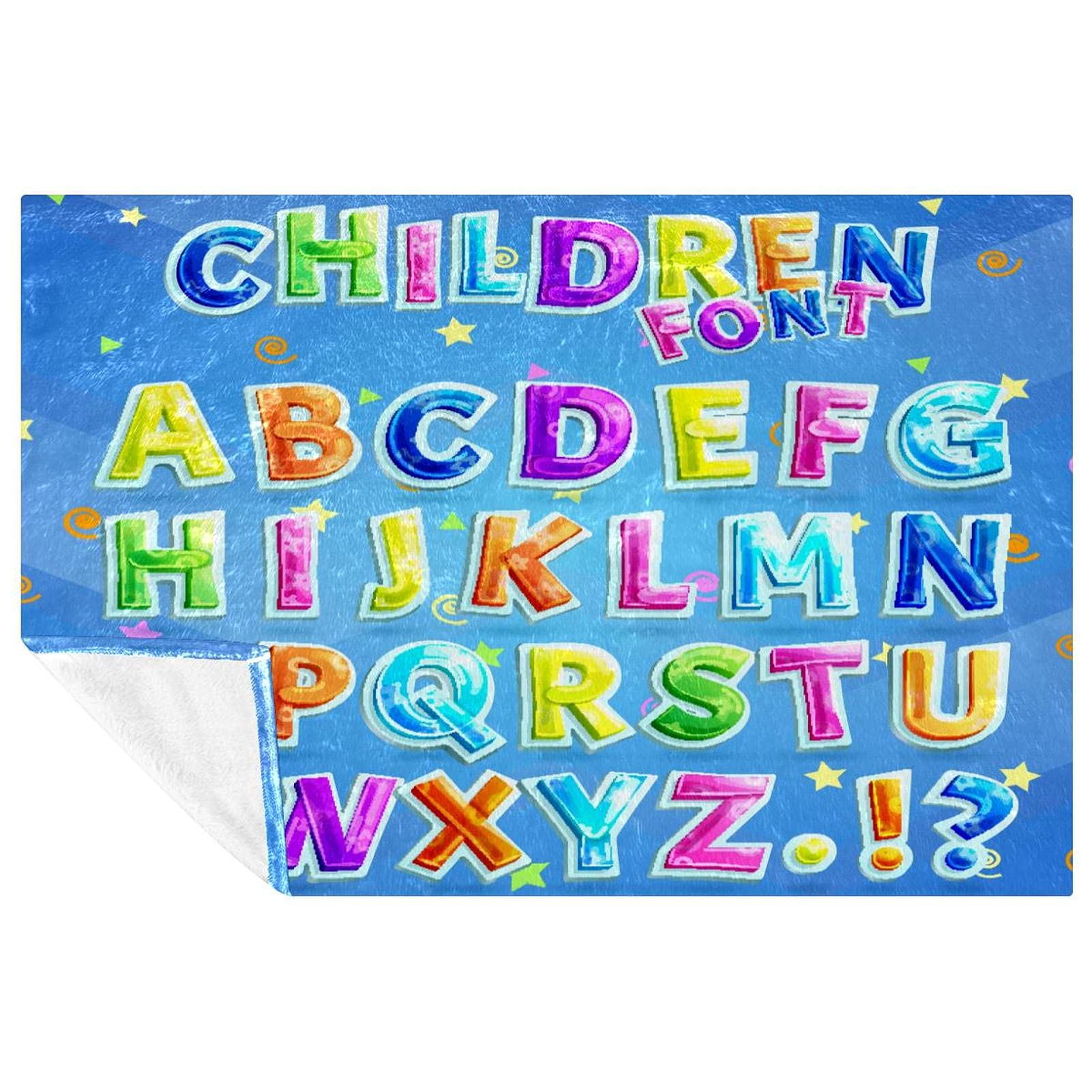 Couverture douce et chaude avec motif alphabet bleu 150x100 pour lit