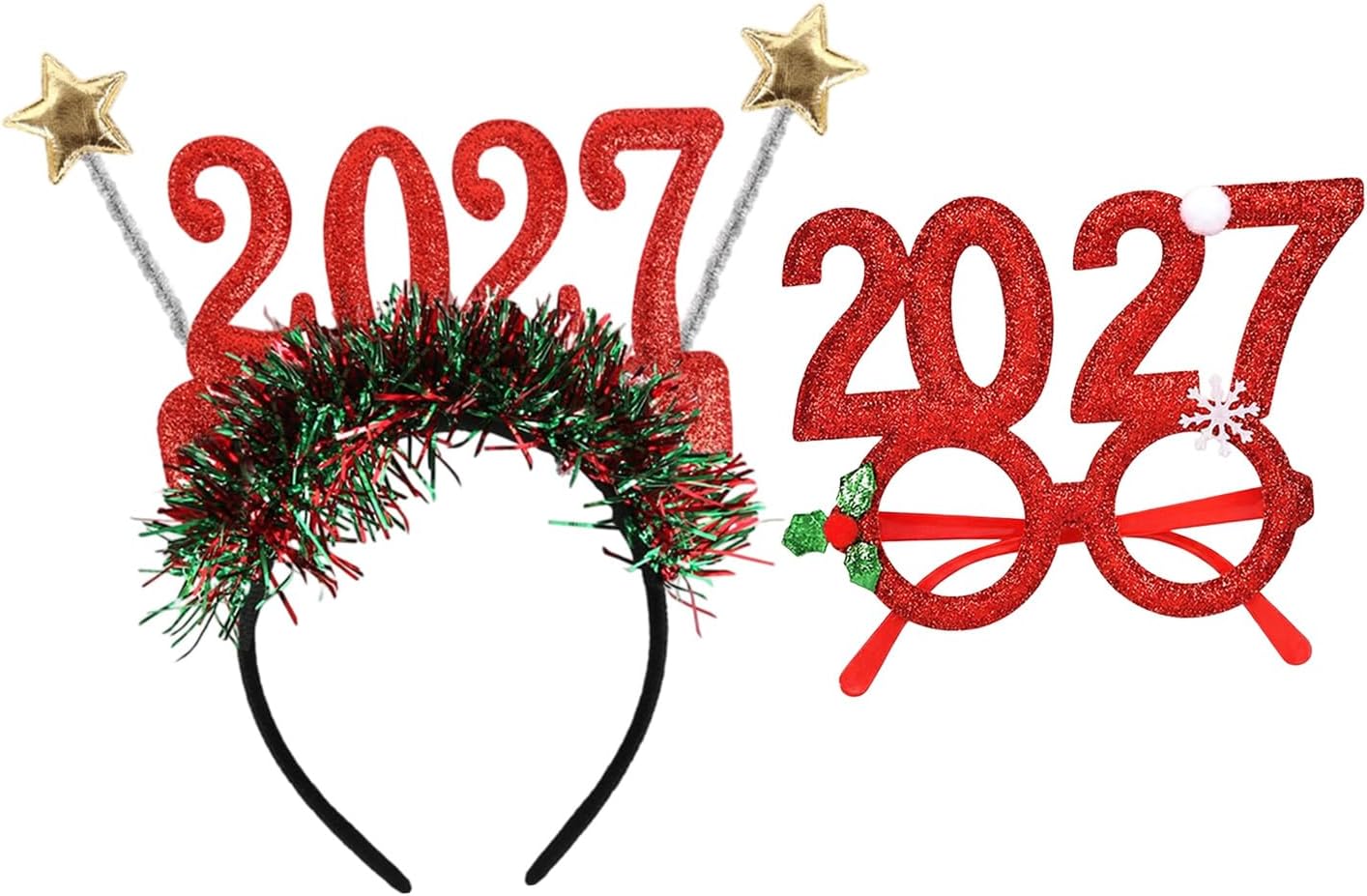 Christmas Headband Glasses Set Holiday Party Photo Prop