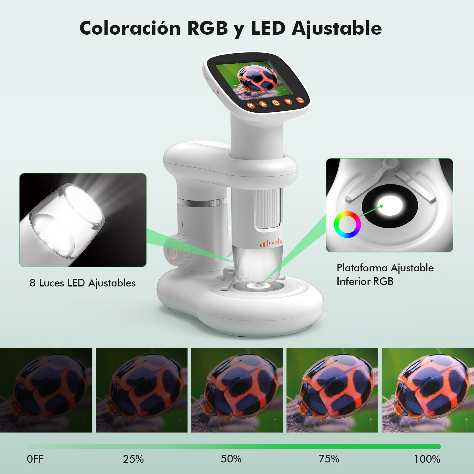HOMEASY Microscopio para Niños Digital 50X a 1000X con Pantalla HD y Doble Luz LED Juguete Educativo para Aventuras Científicas Regalo Ideal para Niños con Set de Accesorios Incluido y Tarjeta SD 16GB