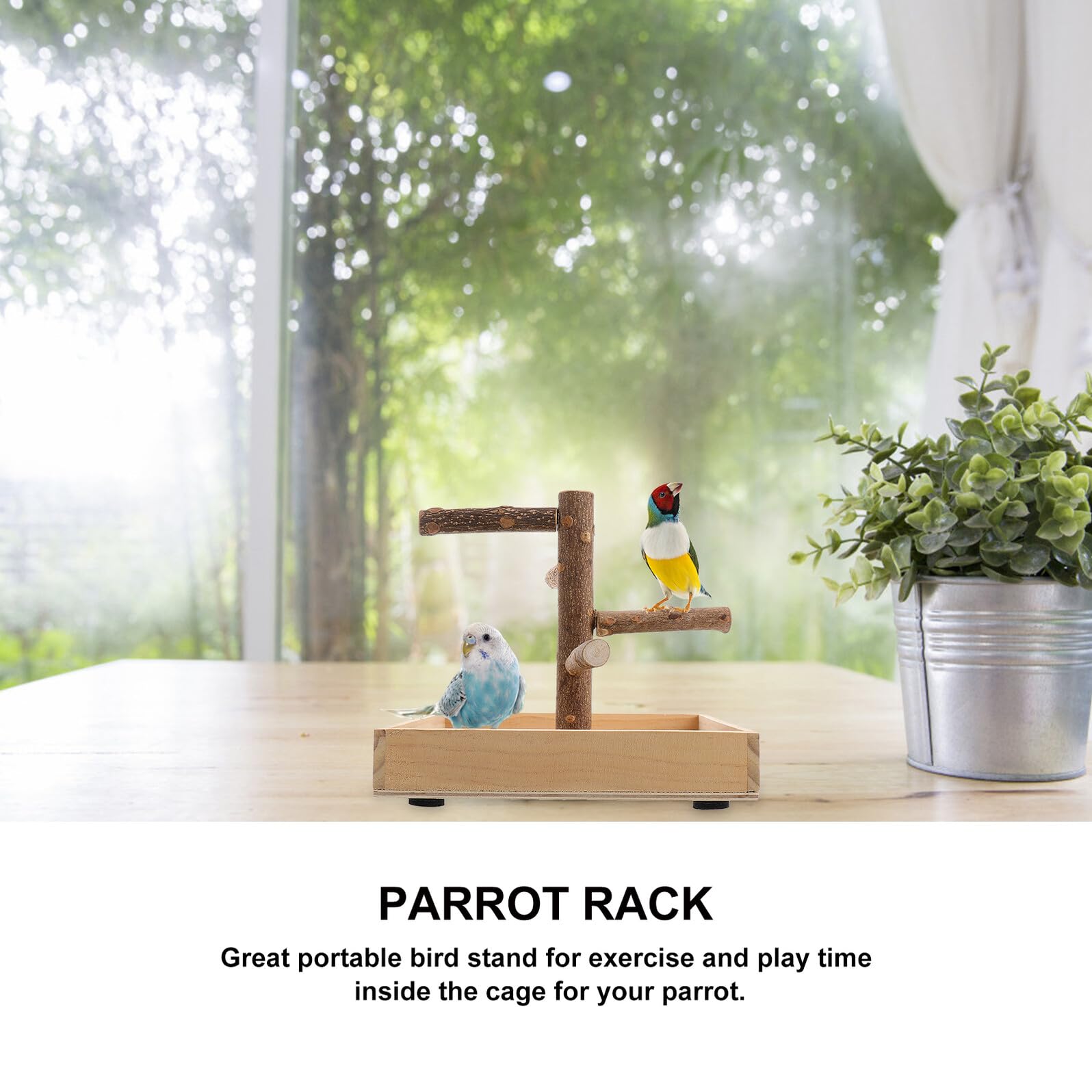 Lurrose Percha Soporte Pájaros Portátil de Madera y Pequeños Periquitos para Resistente para Entrenamiento y Desarrollo de Equilibrio en Mascotas