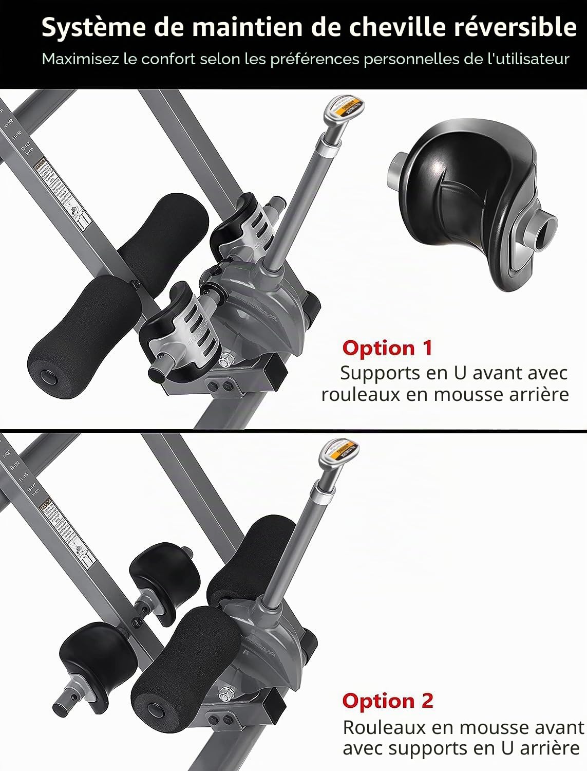 Innova Table d'inversion avec appuie-tête réglable, Supports de Cheville réversibles et capacité de Poids de 136 kg
