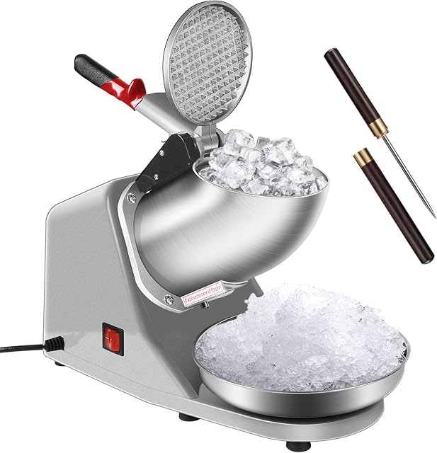 VIVOHOME Rasoir électrique de glace Snow Machine de fabrication de cône argent 143lbs/hr avec pic de glace pour usage domestique et commercial