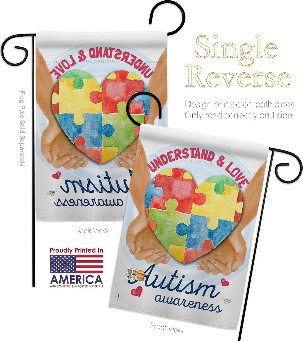 Understand Autism Awareness Garden House Flags Set Support Inspirational Survivor Ribbon Prevention Cancer Breast BLM Small Decorative Gift Yard Banner Made In USA 28 X 40
