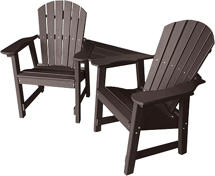 Phat Tommy 2 Chair Dining Table Set - Poly Outdoor Furniture - Small Patio Dining Set for Apartment Balcony Furniture, Recycled Poly Lumber Chairs and Table, Brown