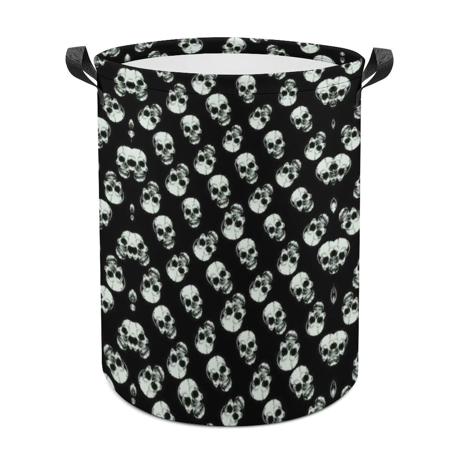 MHYRAC Laundry Hamper, Black Skull Laundry Basket, Washing Basket with Handle