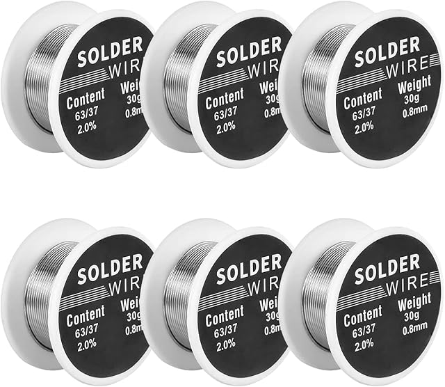 6Pcs Solder Wire, Professional 0.8mm Tin Soldering Wire, 30g Electric Soldering Repairing Solder Wire, Premium High-Purity Rosin Core Tin Wire for Welding DIY Electronics Gauge Wires (Solder Wire)