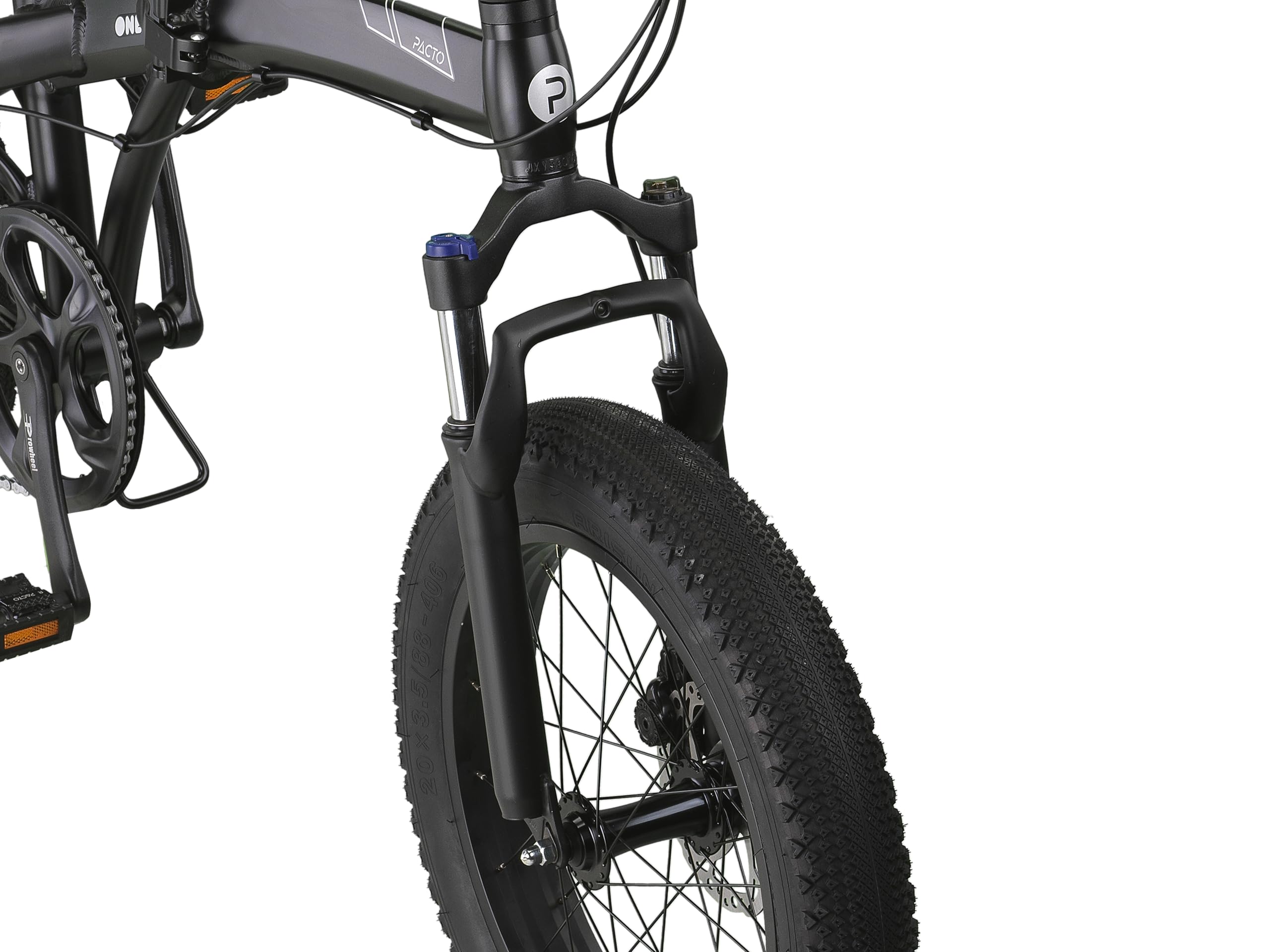 PACTO One Fatbike - Bicicletta pieghevole a 6 velocità, telaio in alluminio, freno a disco, luce LED, 17 kg, colore: Nero
